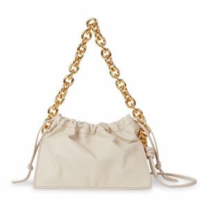 Yuzefi Cream Shoulder Bag with Gold Chain